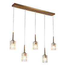 Everardgeon 5-Light 42.5-in Brass Modern Cluster Kitchen Island Light with Textured Glass