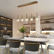Everardgeon 5-Light 42.5-in Brass Modern Cluster Kitchen Island Light with Textured Glass
