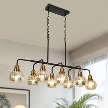 Corleesair 8-Light 40.5-in Black Modern Linear Kitchen Island Light with Seeded Glass