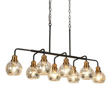 Corleesair 8-Light 40.5-in Black Modern Linear Kitchen Island Light with Seeded Glass