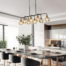 Corleesair 8-Light 40.5-in Black Modern Linear Kitchen Island Light with Seeded Glass