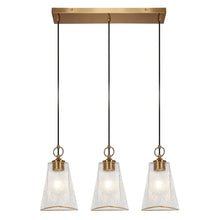 Sallingboe 3-Light 54-in Brass Modern Cluster Kitchen Island Light with Textured Glass