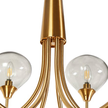 Temporaneo 6-Light 34" Modern Brass Chandelier, Globe Glass
