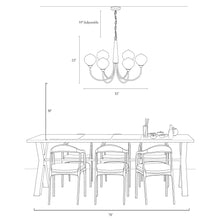 Temporaneo 6-Light 34" Modern Brass Chandelier, Globe Glass