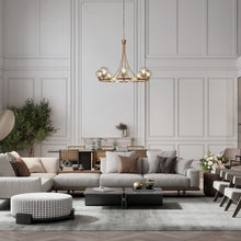 Temporaneo 8-Light 39" Modern Brass Chandelier, Wagon Wheel