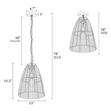 Holophankton 1-Light 13" Farmhouse Asian Rattan Pendant Light Fixtures