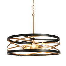 Cartlann 3-Light 22" Modern Black and Brass Chandelier, Spiral