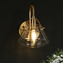 Kuswilinshire 1-Light Modern Gold and Seeded Glass Wall Sconce