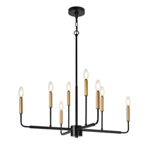 Ukiiyoa 8-Light 31" Modern Black&Gold Chandelier, Candlestick