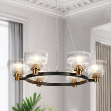 Towlnession 6-Light Large Black and Gold Chandelier