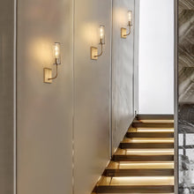 1-Light Modern Brass Wall Sconces with Crackle Glass Shade Light