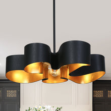 Luckummin 5-Light 23.6" Modern Black Chandelier, Flowing,Wave-Like
