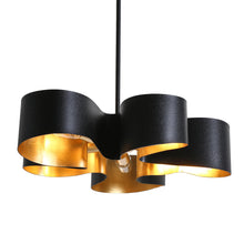Luckummin 5-Light 23.6" Modern Black Chandelier, Flowing,Wave-Like