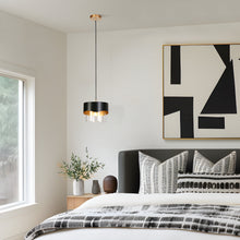 1-Light 10" Black Modern Cylinder Pendant Light Fixtures