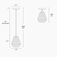 1-Light Mini Ribbed Glass Black Pendant