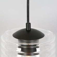 1-Light Mini Ribbed Glass Black Pendant