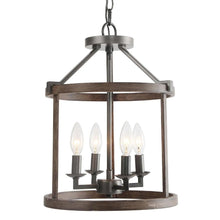 Aditi Iron Wooden Texture Drum Chandeliers