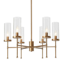 Anila Satin Gold Modern Chandelier with Seeded Glass