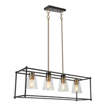 Klaudianus 4-Light 33.5-in Black&Brass Modern Rectangle Kitchen Island Light