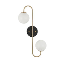 Betonicifolia 2-Light Black & Gold Globe Glass LED Wall Sconces