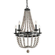 Damla Bohemia Wood Beads Mix Crystal 5 Lights Chandelier