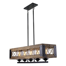 Eriogonum 5-Light 32-in Black&Wood Farmhouse Rectangle Kitchen Island Light