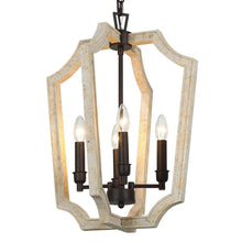 Helios Rustic Off White Pine Wood Pendant