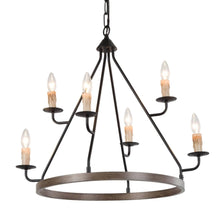 Jamie Tiered Wood Texture Vintage Candle Chandelier 279.99