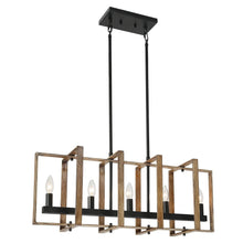 Caninavallar 5-Light 31.5-in Black&Wood Farmhouse Rectangle Kitchen Island Light