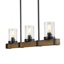 Lontherming 3-Light 25.5-in Black&Wood Rectangle Kitchen Island Light