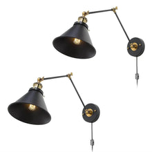 Wollemia 1-Light Black and Gold Swing Arm Wall Sconces Set of 2