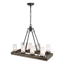 Hesperonim 8-Light 30-in Black&Wood Farmhouse Rectangle Kitchen Island Light