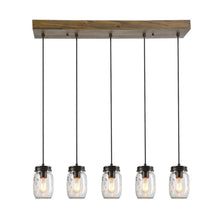Tuileiler 5-Light 33-in Brown&Wood Farmhouse Cluster Kitchen Island Light