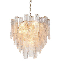 Engaveric 8-Light 20.5" Modern Brass Chandelier, Textured Glass
