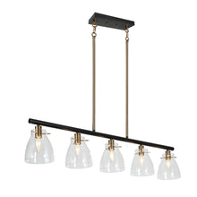 Aviannaiser 5-Light 38-in Black&Brass Modern Linear Kitchen Island Light