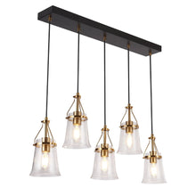 Auisre 5-Light 33.5-in Black&Brass Modern Cluster Kitchen Island Light