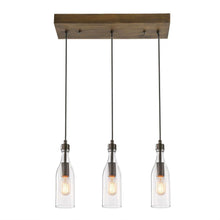 Bramblett 3-Light 21-in Black&Wood Farmhouse Cluster Kitchen Island Light
