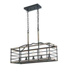 Hypsikalamos 5-Light 26-in Gray&Wood Farmhouse Rectangle Kitchen Island Light