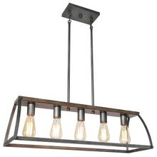 Epiphyllum 5-Light 27.5-in Black&Wood Farmhouse Rectangle Kitchen Island Light