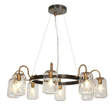 Erharting 8-Light 33" Modern Brass Chandelier, Wagon Wheel, Jar