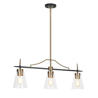 Greenriver 3-Light Large Black&Brass Modern Linear Kitchen Island Light