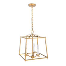 Cemithersia 3-Light 15" Modern Gold Chandelier, Square Metal Frame