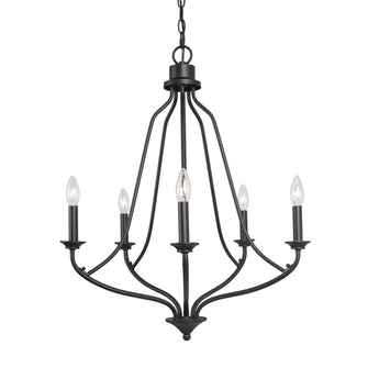 Barry 5-Light 24" Modern Black Chandelier, Candlestick, Lantern