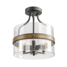 Ewan Clear Glass Drum Semi Flush Mount 