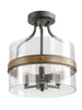 Ewan Clear Glass Drum Semi Flush Mount 