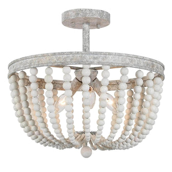 LNC White Wood Beads Semi Flush Light 224.99