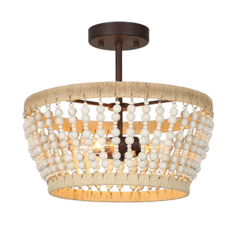 Leah Vintage White Wood Bead Ceiling Light 228.99