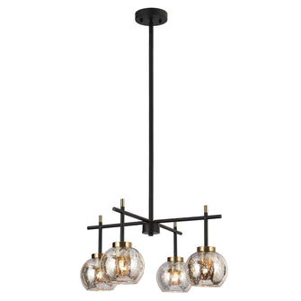 Rafflesia 4-Light 21" Modern Globe Glass Black Chandelier, Radial