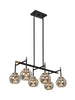 Rafflesia 6-Light 27.5-in Black Modern Linear Kitchen Island Light with Textured Glass