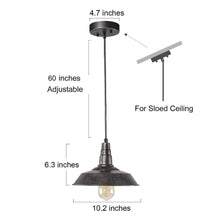 Yuchoy 1-Light 10" Black Industrial Dome Pendant Light Fixtures